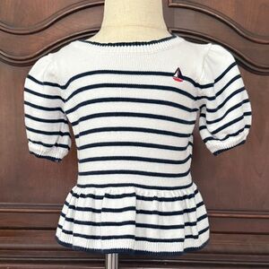 JANIE AND JACK Navy Striped Peplum Sweater Size 3